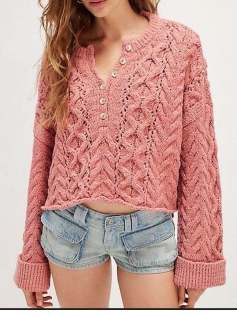 Free People Polly Cable-Knit Sweater